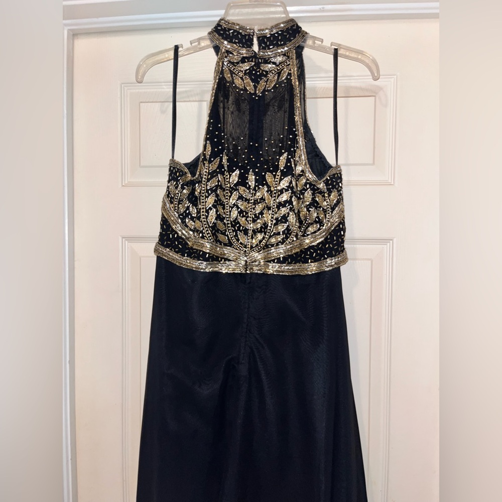 Vintage Black and Gold Beaded Long Formal Dress by Scala - Picture 6 of 13